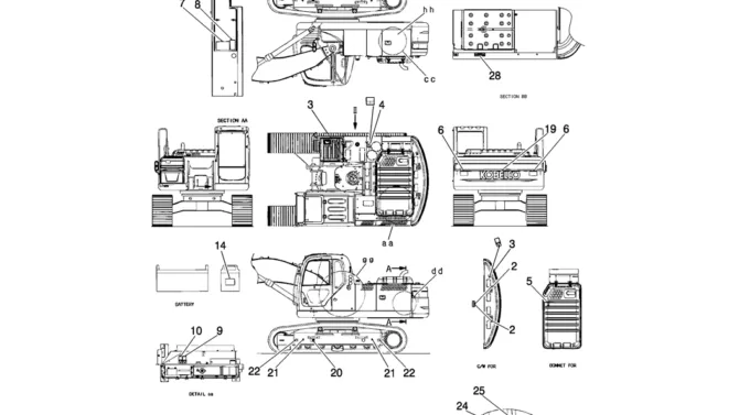 950-01-1 NAME PLATE INSTAL REQUIRED (WARNING)-Kobelco SK200-8 SK210LC-8 SK210D-8 Excavator Parts Number Electronic Catalog EPC Manuals