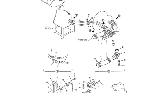 01-020 HYD LINES, UPP (SUCTION, DELIVERY)-Kobelco SK120LC-5 SK120-V SK120LC-3 Excavator Parts Number Electronic Catalog EPC Manuals