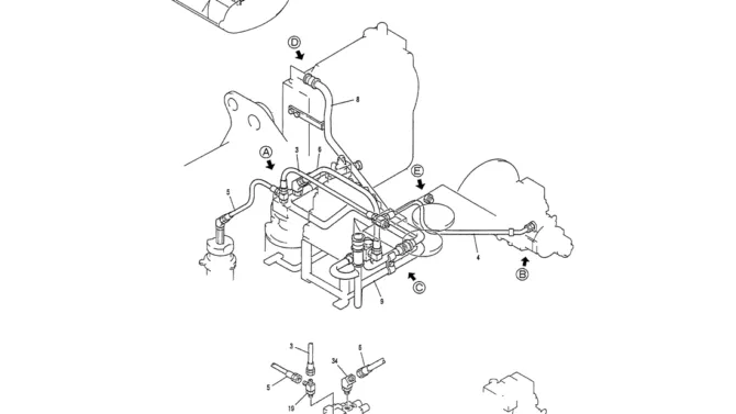 01-022(01) HYD LINES, UPP (RETURN)-Kobelco SK120LC-5 SK120-V SK120LC-3 Excavator Parts Number Electronic Catalog EPC Manuals