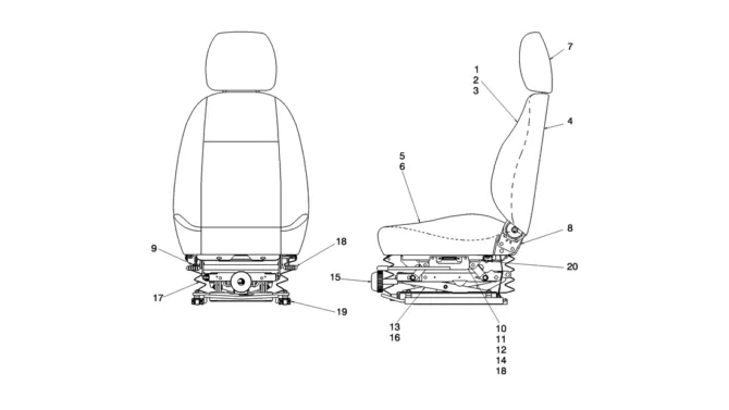 01-067(01) SEAT ASSEMBLY (SUSPENSION AND HEIGHTRISER)-Kobelco SK80MSR SK80CS-2 SK80CS-1E SK80 Excavator Parts Number Electronic Catalog EPC Manuals