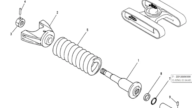 02-006 IDLER ADJUST ASSY (PN LP54D00001F1)-Kobelco SK120LC-5 SK120-V SK120LC-3 Excavator Parts Number Electronic Catalog EPC Manuals