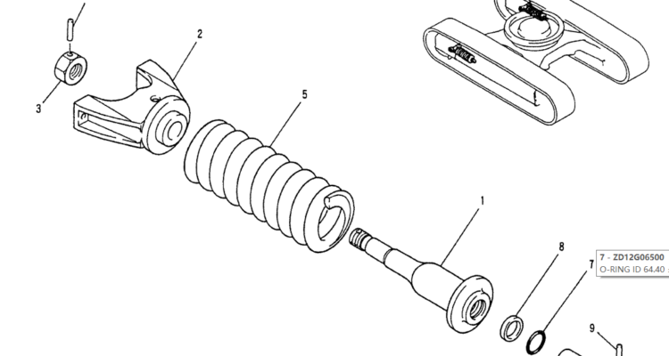 02-006 IDLER ADJUST ASSY (PN LP54D00001F1)-Kobelco SK120LC-5 SK120-V SK120LC-3 Excavator Parts Number Electronic Catalog EPC Manuals