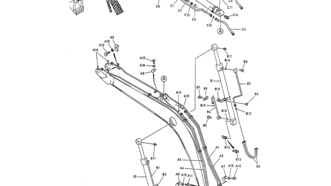 03-002 HYD LINES, BOOM 4.6M-Kobelco SK120LC-5 SK120-V SK120LC-3 Excavator Parts Number Electronic Catalog EPC Manuals