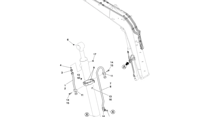 03-014(00) HYDRAULIC LINES, BOOM CYLINDER-Kobelco SK80MSR SK80CS-2 SK80CS-1E SK80 Excavator Parts Number Electronic Catalog EPC Manuals