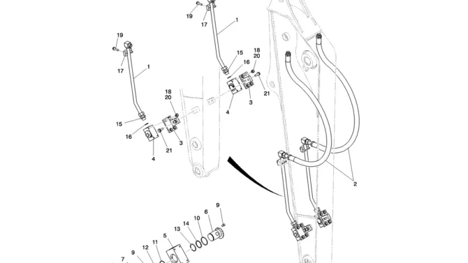 03-032(00) HYDRAULIC LINES, ARM (NIBBLER BREAKER) -Kobelco SK80MSR SK80CS-2 SK80CS-1E SK80 Excavator Parts Number Electronic Catalog EPC Manuals