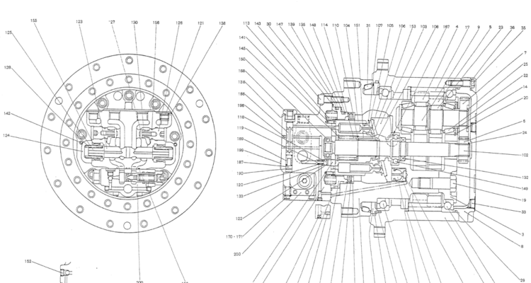 07-016 MOTOR ASSY (PROPELLING)-Kobelco SK120LC-5 SK120-V SK120LC-3 Excavator Parts Number Electronic Catalog EPC Manuals