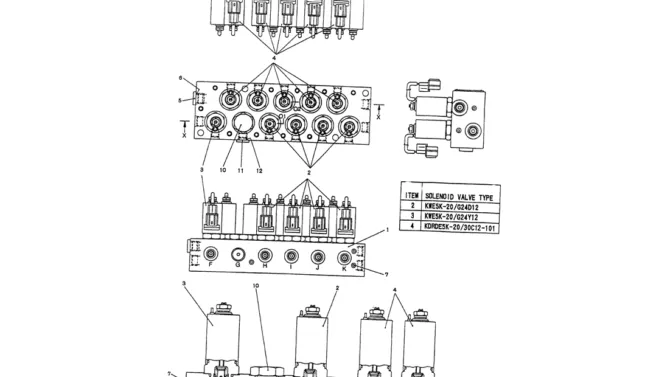 07-036 VALVE ASSY, SOLENOID, P/N LP35V00001F1-Kobelco SK120LC-5 SK120-V SK120LC-3 Excavator Parts Number Electronic Catalog EPC Manuals