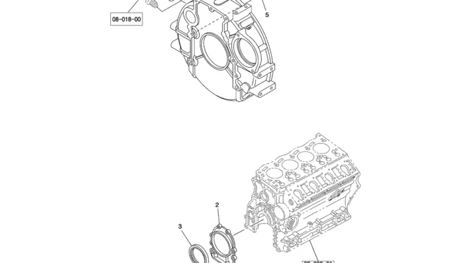 6 1 VI8972207400 COVER Hole 5 6 VI0281510250 BOLT Hsg. 4 8 VI0280506200 BOLT Ret To C/Bl. 3 1 VI5096250940 OIL SEAL Cr./Shf., RR 2 1 VI8972310302 RETAINER Cr./Shf. 1 1 VI8980903220 HOUSING Flywheel