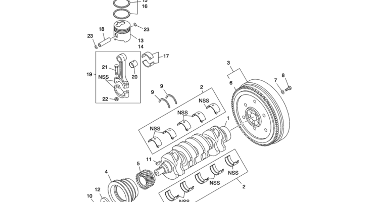08-011(00) CRANKSHAFT, PISTON AND FLYWHEEL ISUZU 4LE2 ENGINE -Kobelco SK80MSR SK80CS-2 SK80CS-1E SK80 Excavator Parts Number Electronic Catalog EPC Manuals