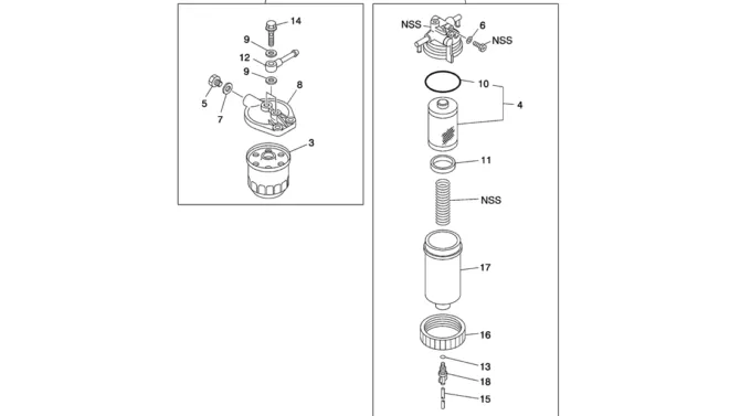 08-019(00) FUEL FILTER AND BRACKET ISUZU 4LE2 ENGINE -Kobelco SK80MSR SK80CS-2 SK80CS-1E SK80 Excavator Parts Number Electronic Catalog EPC Manuals
