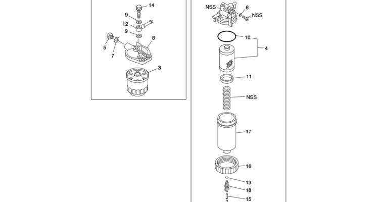 08-019(00) FUEL FILTER AND BRACKET ISUZU 4LE2 ENGINE -Kobelco SK80MSR SK80CS-2 SK80CS-1E SK80 Excavator Parts Number Electronic Catalog EPC Manuals