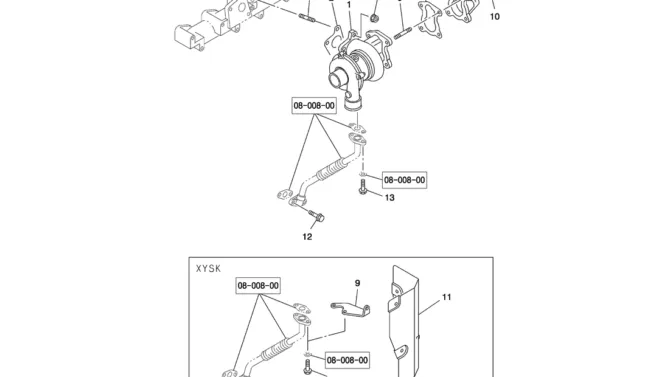 08-022(00) TURBOCHARGER SYSTEM ISUZU 4LE2 ENGINE -Kobelco SK80MSR SK80CS-2 SK80CS-1E SK80 Excavator Parts Number Electronic Catalog EPC Manuals
