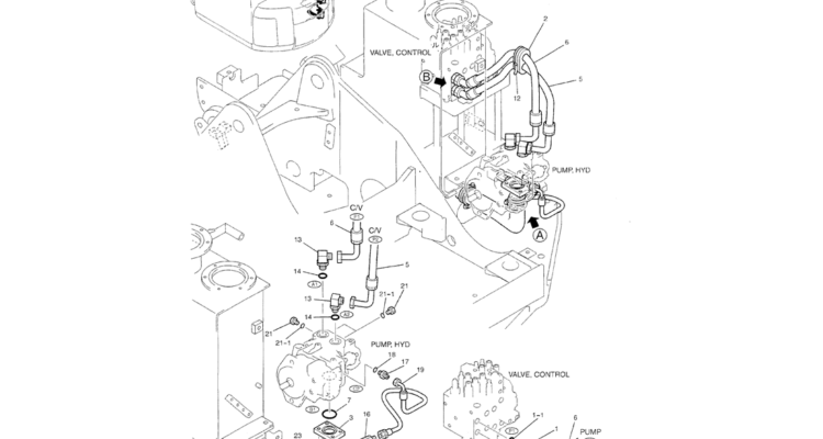 01 029 HYDRAULIC LINES, UPPER (SUCTION, DELIVERY) Kobelco SK70SR 1E SK70SR 2 SK70 Excavator Parts Number Electronic Catalog EPC Manuals