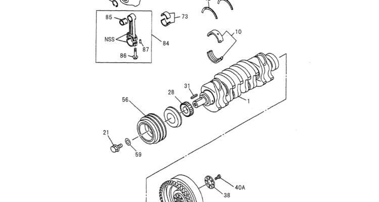 08-007 CRANKSHAFT, PISTON AND FLYWHEEL ISUZU 4JG1 ENGINE-Kobelco SK70SR-1E SK70SR-2 SK70 Excavator Parts Number Electronic Catalog EPC Manuals