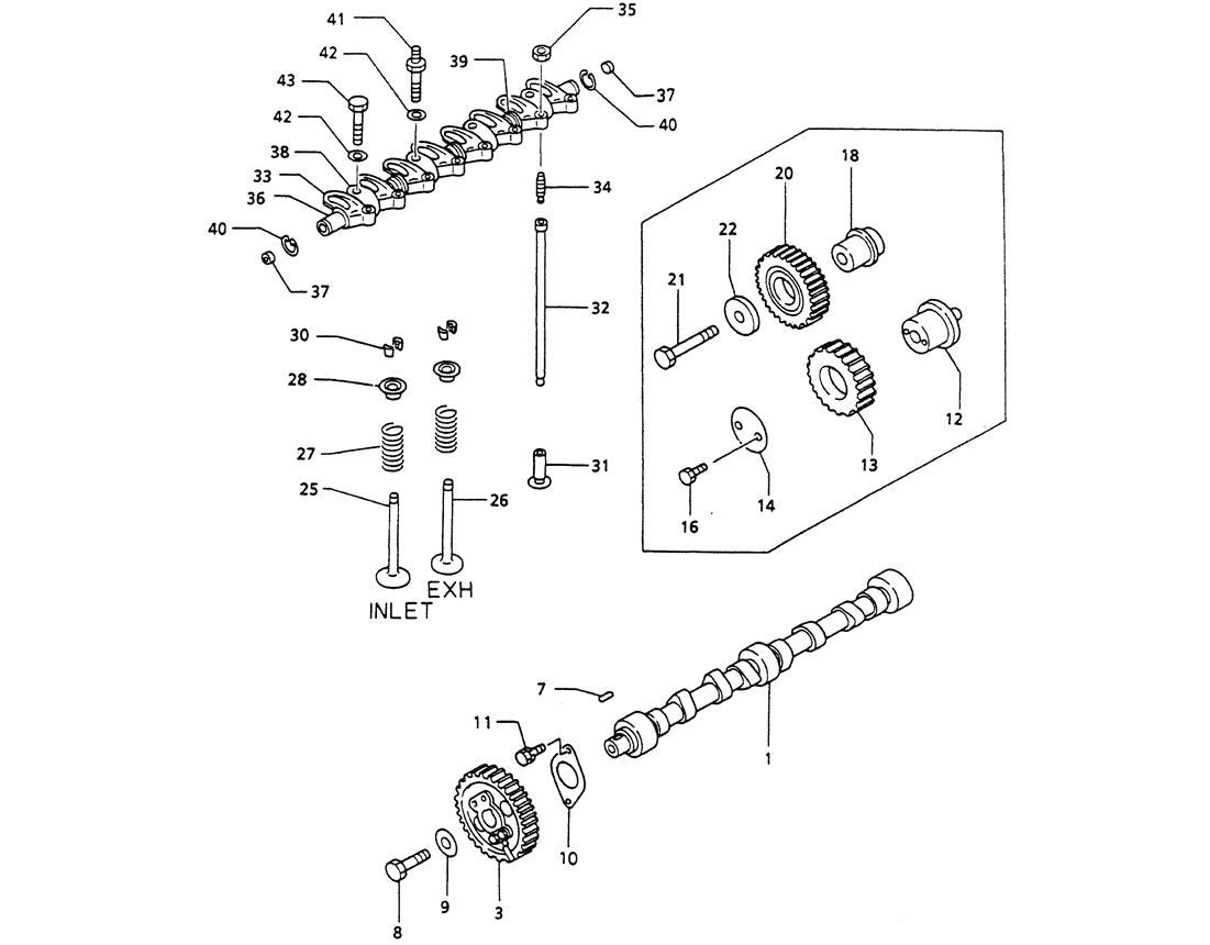 08-008 VALVE MECHANISM (CAM SHAFT, IDLE GEAR, ROCKER ARM) WHEEL ISUZU 4JB1 ENGINE-Kobelco SK60-3 SK60-5 SK60 Excavator Parts 