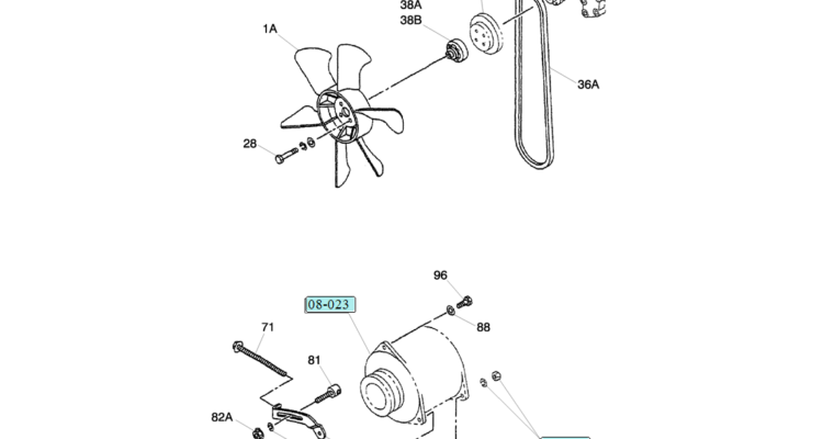08-016 FAN AND FAN BELT ISUZU CC-4JG1 ENGINE-Kobelco SK70SR-1E SK70SR-2 SK70 Excavator Parts Number Electronic Catalog EPC Manuals