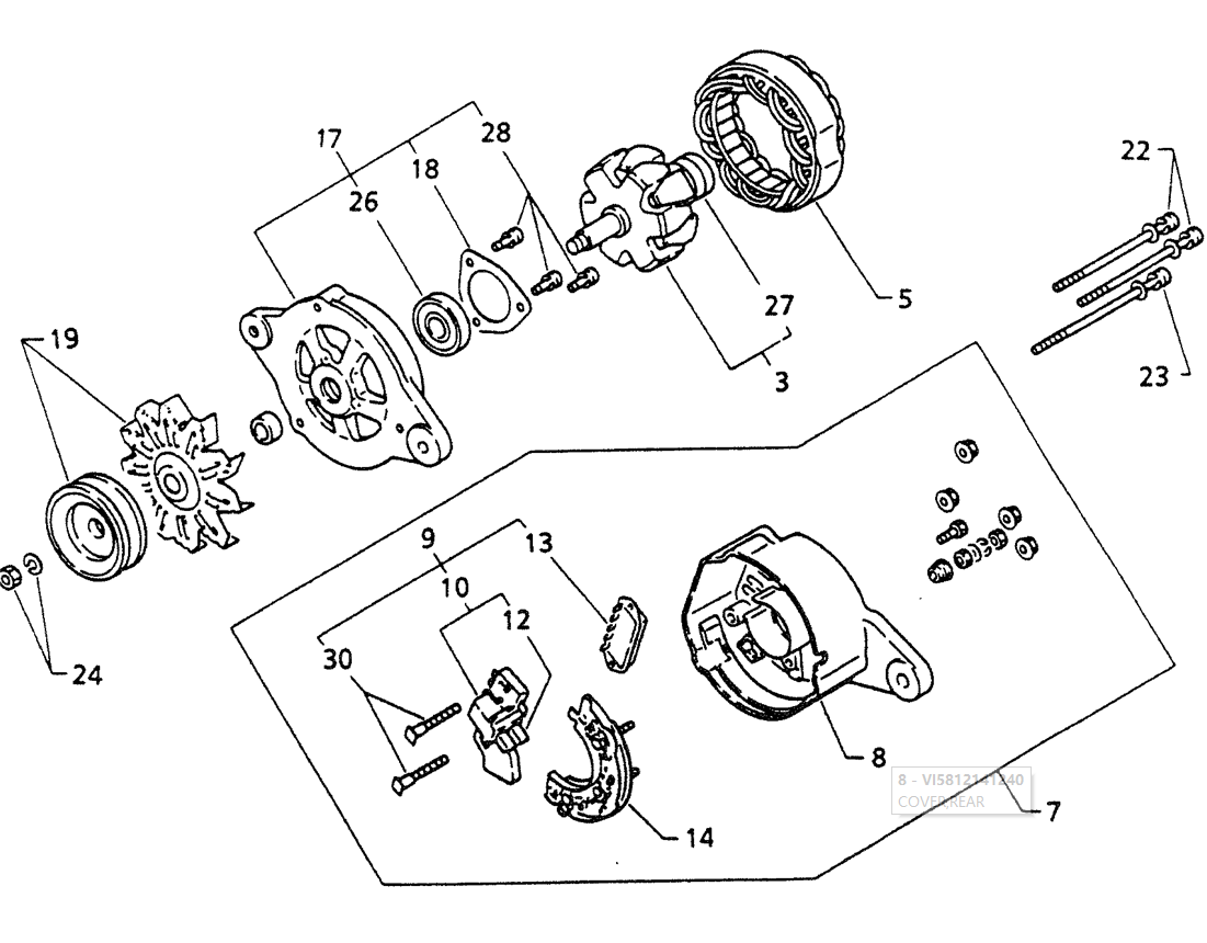 08-022 GENERATOR (NIKKO) VI8943388470 GENERATOR ISUZU 4JB1 ENGINE-Kobelco SK60-3 SK60-5 SK60 Excavator Parts Number Electronic Catalog EPC Manuals