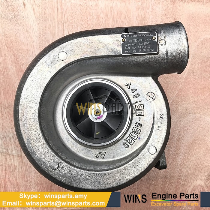 49188-01651 ME158162 TD08H-26M TD08 MITSUBISHI 6D22 TURBO 6D24 TURBOCHARGER ASSY Kobelco