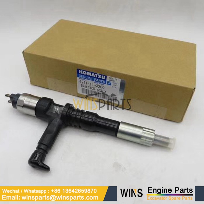 6251-11-3200 6251113200 6D125E ENGINE Diesel Common Rail Fuel Injector Komatsu