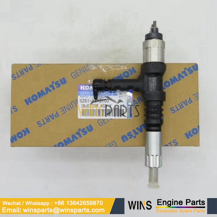 6261-11-3100 6261113100 095000-6120 6D140 Diesel Common Rail Injector Komatsu