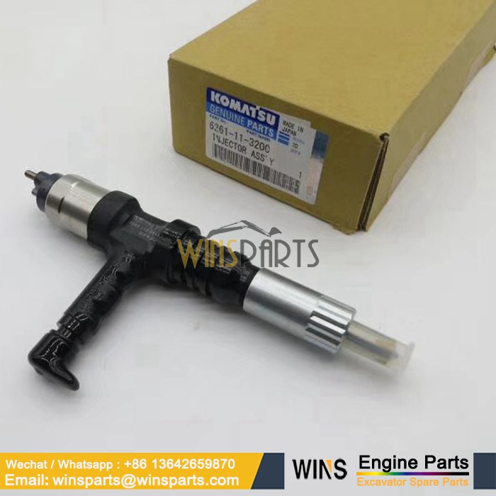 6261-11-3200 6261113200 095000-6140 6D140 Diesel Engine Fuel Injector Assembly Komatsu