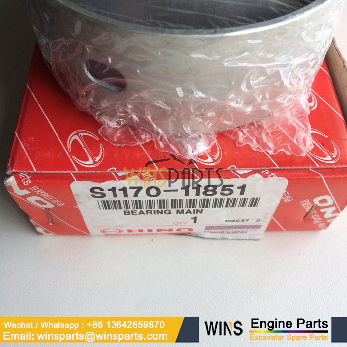 S1170-11851 S117011851 11701-1851A 117011851A HINO P11C Crankshaft BEARING SET Kobelco