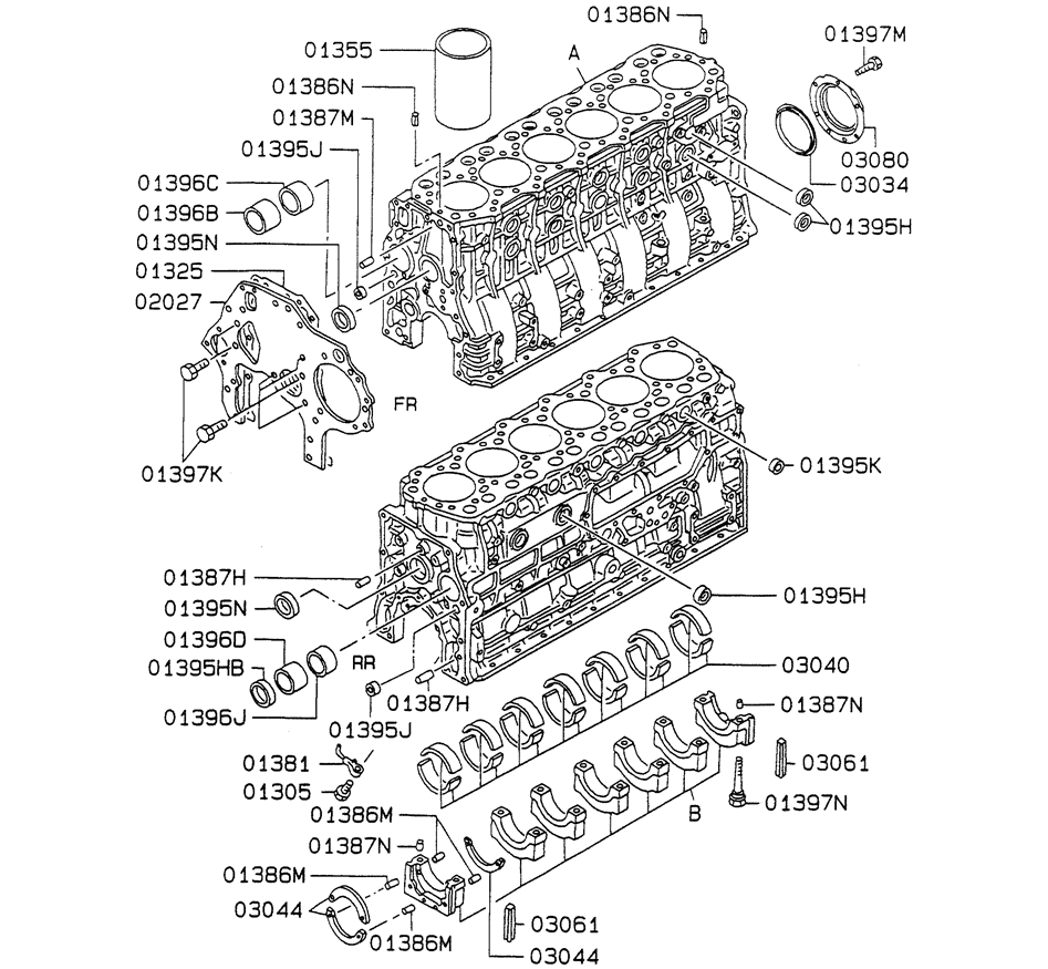 ME994126 ME996446 VAME996446 Genuine Mitsubishi 6D34T 6D34 Engine Short Cylinder Block Assembly (1)