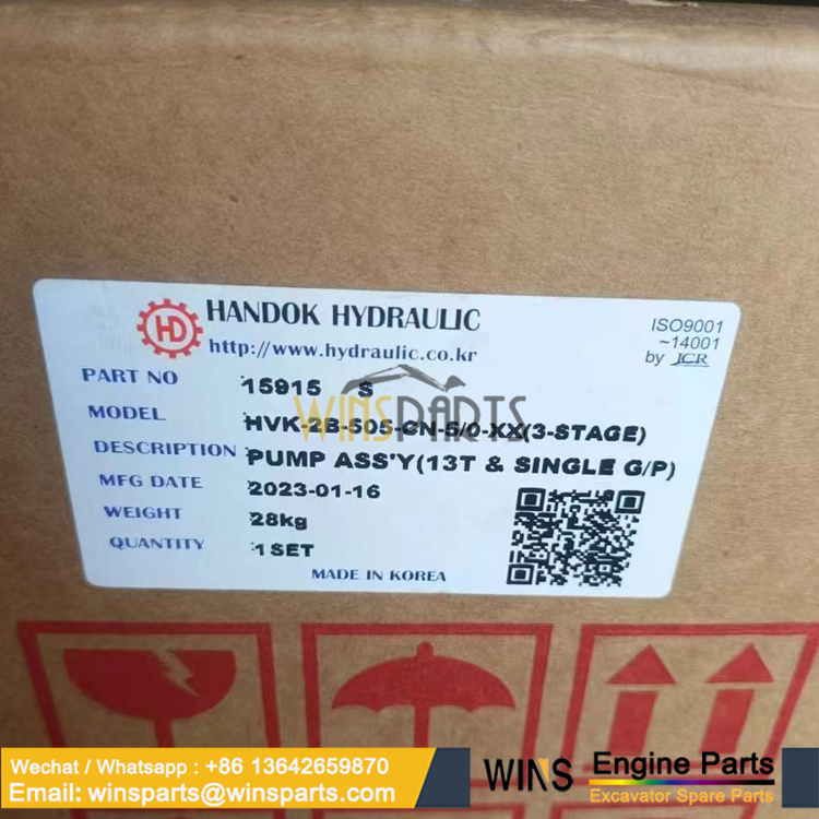 PVK-2B-505 HANDOK 15915 Hydraulic Main Pump NACHI PISTON PUMP Hitachi