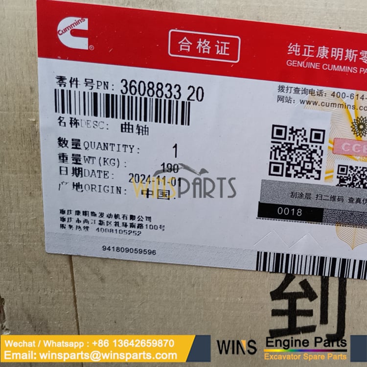 3608833 20 Nt855 Diesel Engine Crankshaft 3029340 3608833