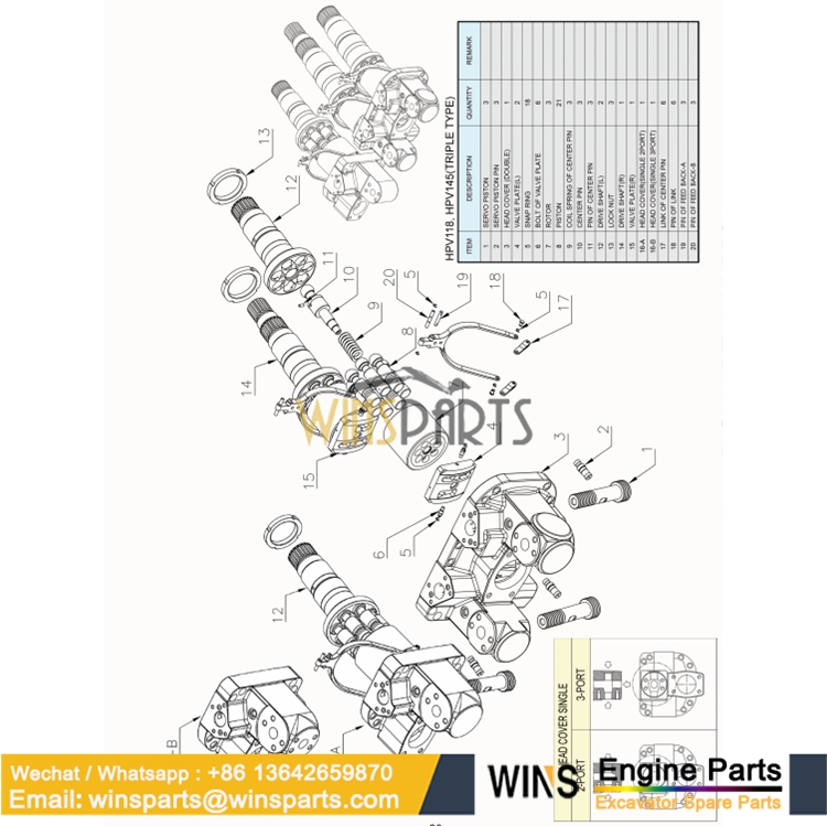 Handok hydraulic HPV145 Parts