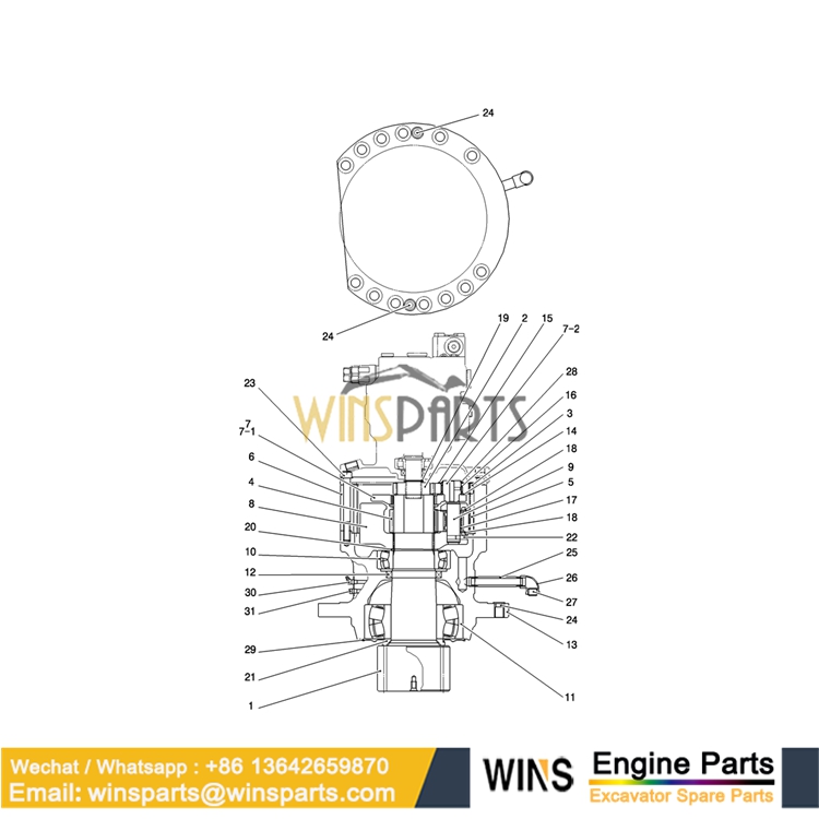 YN32W00022F1 KOBELCO HYDRAULIC MOTOR SWING REDUCTION ASSY YN32W00022F2 87540131 87693791 YN32W00019F1 YN32W00022F1