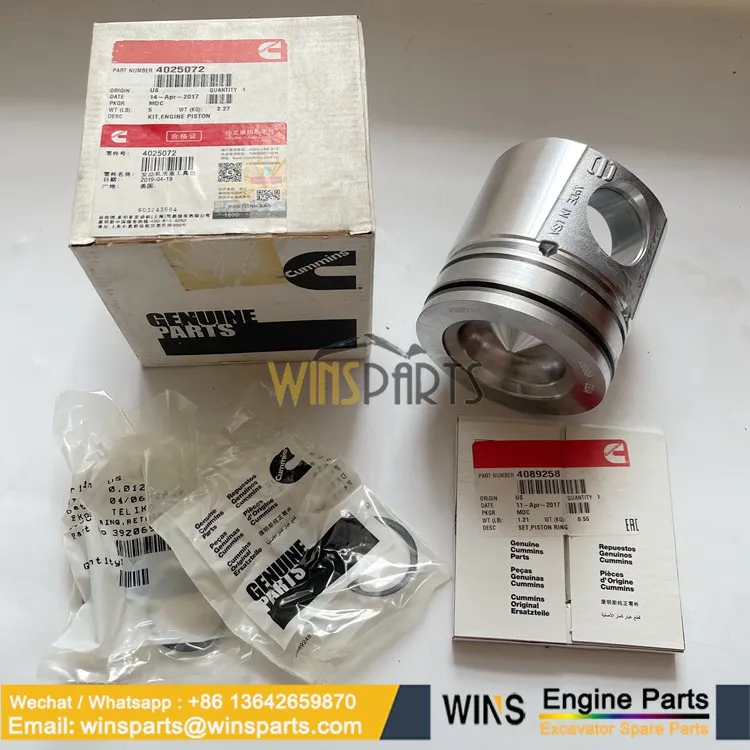 4025072 4089258 3920691 Piston Kit Cummins Engine