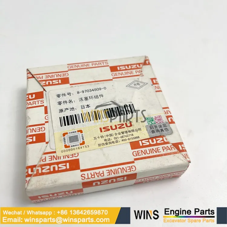 8-97034-609-0 Piston Ring Set for Isuzu 3LB1 4LB1